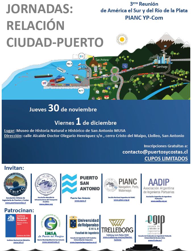 Flayer Jornadas relación Ciudad-Puerto, información del evento fechas,
