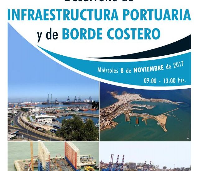 Imagenes de infraestructura de costas, con información del seminario, dirección, tema, patrocinio