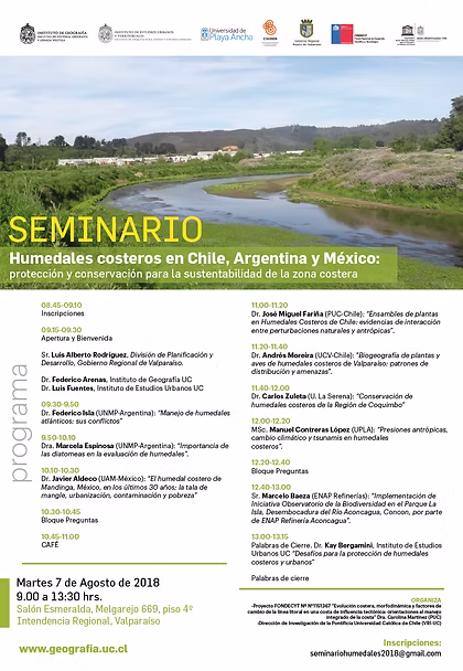 Humedales referencias al seminario a celebrarse, detalle del seminario, cronograma